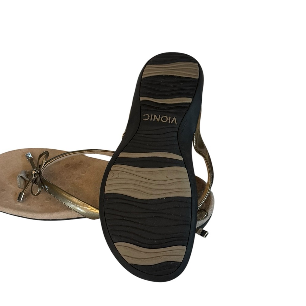 Vionic Bella II Gold Bow Toe Post Thong Flip Flop Sandal Comfort Size 10 - Picture 9 of 13